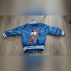 Kids Vintage Disney Mickey Mouse Baseball Satin Lightweight Jacket Vintage